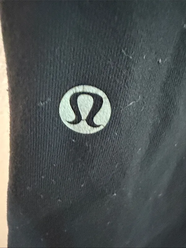 lululemon athletica Black Boot-Cut Yoga Pants with Blue and White Waistband - Image 5