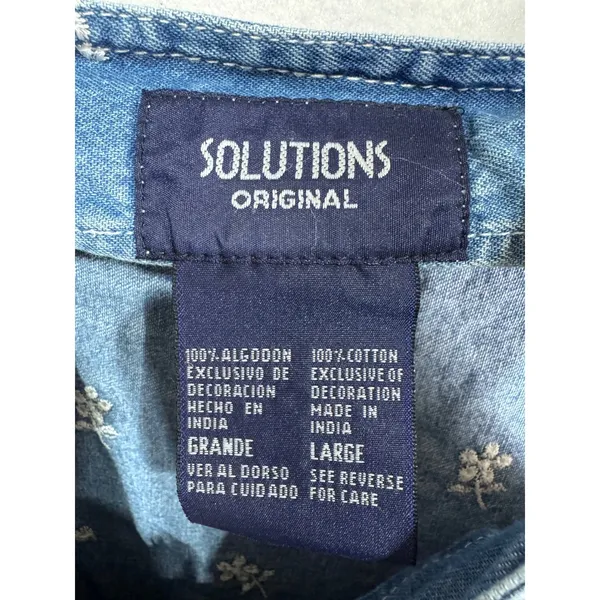 Solutions Women's‎ Large Blue Denim Floral Jumper Maxi Dress Cottagecore - Image 5