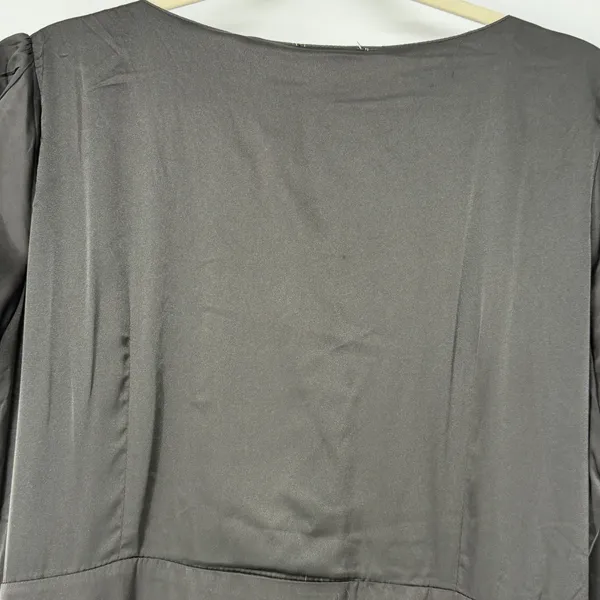Baltic Born XXL Black‎ Satin Wrap Maxi Dress Short Flutter Sleeve V-Neck Formal - Image 4