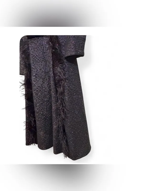 TOUCH Israel Women’s Modest Sparkle Feather Trim Evening Dress Size EU 40 - Image 6