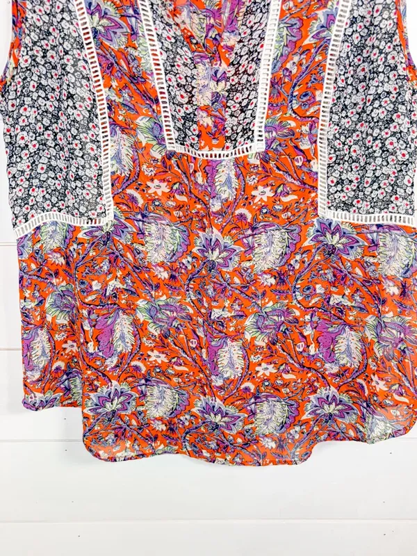 Anthropologie Meadow Rue Floral Colorblock Sleeveless Top, EUC, Medium - Image 6
