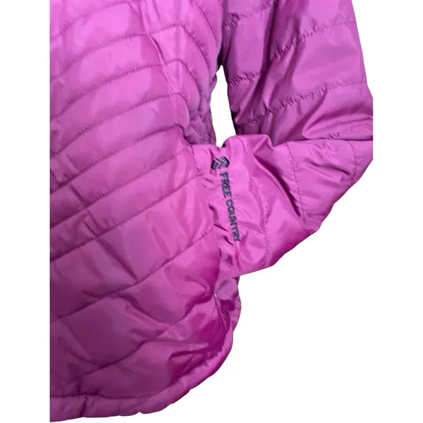 NWOT Free Country Women L Reversible Quilted Jacket Purple Minky Fleece Full Zip - Image 11