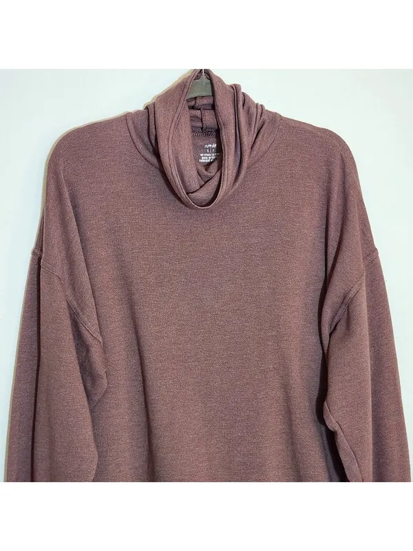 Aerie Dusty Mauve Cowl Neck Pullover Size Small - Image 2