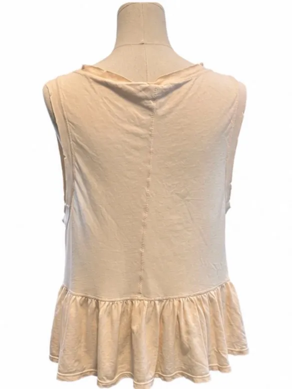 We the Free Cream Sleeveless Ruffle Hem Pocket Top Size Medium - Image 3