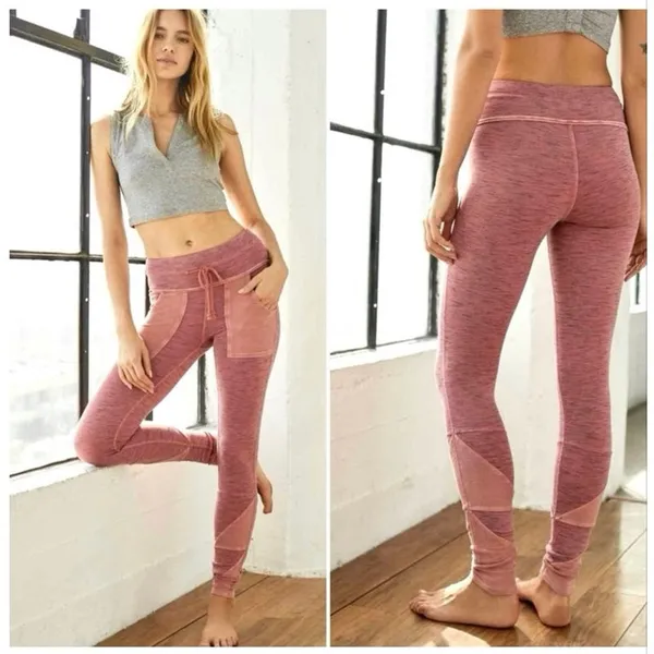 FREE PEOPLE Movement Kyoto High-Rise Leggings Pants Pockets Dusty Pink Sz XS - Image 2