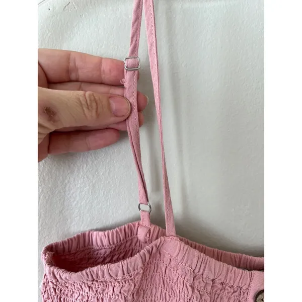 Jumpsuit Sz‎ L Smocked Stretch Pink Pull On Wide Leg High Rise Tank Cisono - Image 5