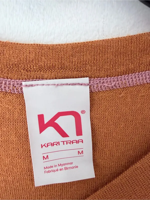 Kari Traa Floke Long Sleeve Base Layer Gold Rust Wool Top size medium Brown - Image 6