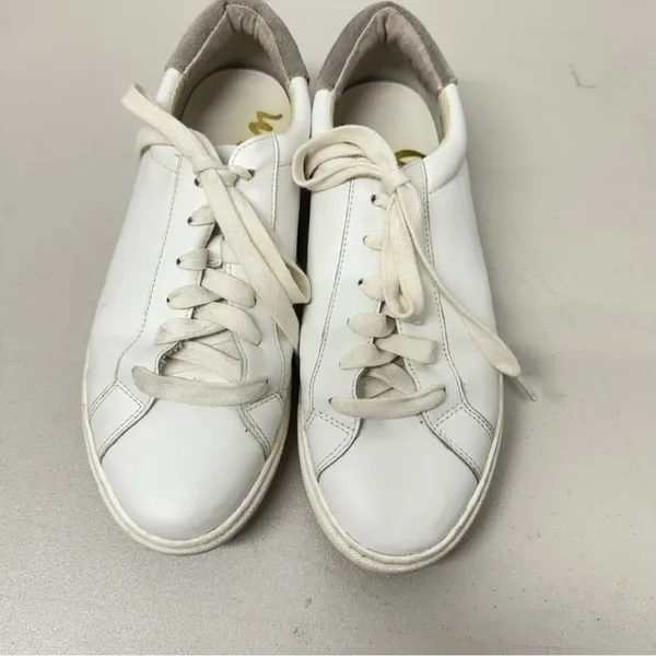 Sam Edelman White Leather Lace Up Sneakers Womens 8.5 Comfort Shoes Classic - Image 4