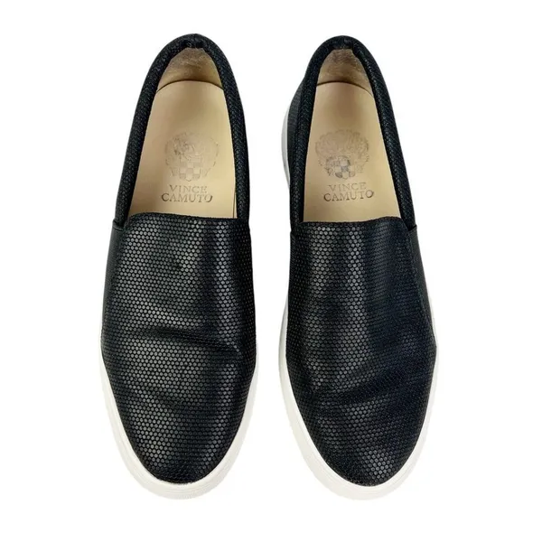 Vince‎ Camuto Kanesya Black Perforated Leather Platform Slip On Sneakers Size 7 - Image 4