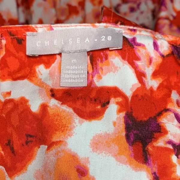 CHELSEA28 Fit & Flare Cotton Minidress in Orange Blue Blushed Blooms Medium - Image 9