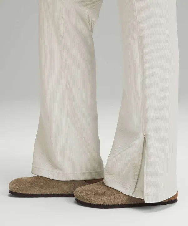 Lululemon Brushed Softstreme Ribbed Zip Flared Pant Size 6 Bone - Image 2