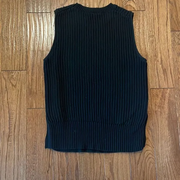 Ann Taylor black ribbed knit button side vest tank medium - Image 7