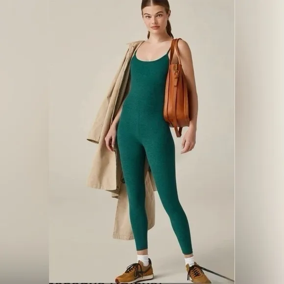 BEYOND YOGA Spacedye Uplevel Midi Jumpsuit Size Small Lunar Teal Heather - Image 11
