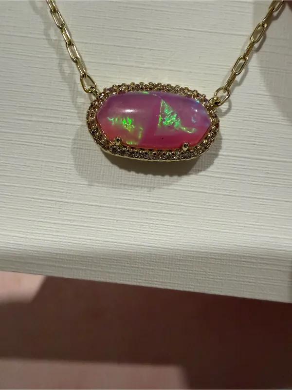 Kendra Scott | Gold Plated & Pink Iridescent Opal Elisa Necklace | #66 - Image 4