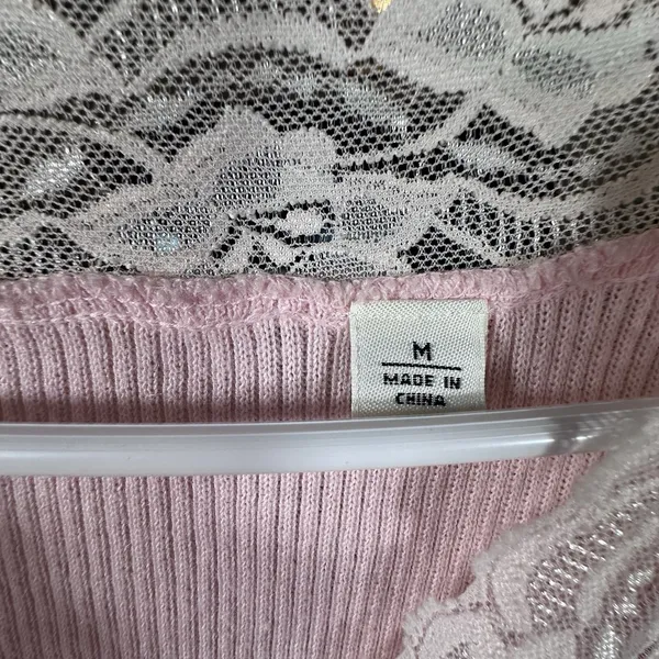 Y2K Coquette Wrap Top Medium Floral Lace Fairy Dollette Cute Girl Pink 90's VTG - Image 3