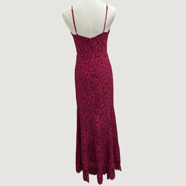 NBD Brielle Lace Midi Dress Raspberry Magenta Pink V-Neck Revolve Cocktail Small - Image 4