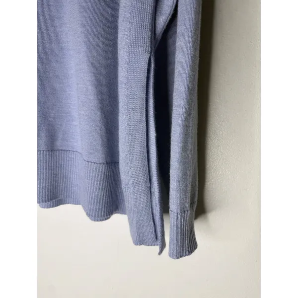 Eileen Fisher Italian Yarn Periwinkle Blue Crewneck Sweater M Side Slits Raglan - Image 3