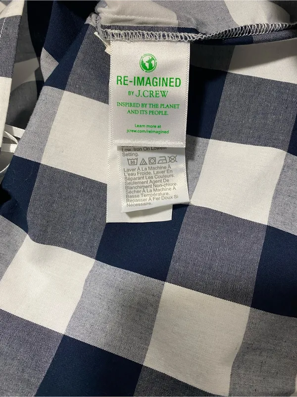 J. Crew Navy and White Gingham Ruffle One Shoulder Blouse Top Sz-4 NWT - Image 6