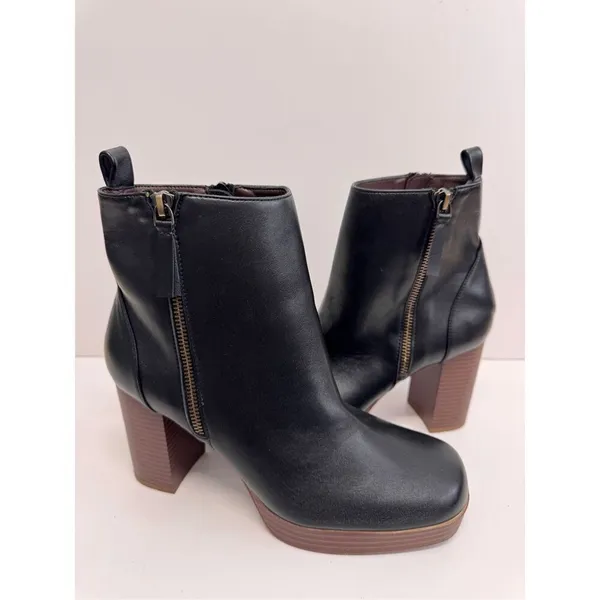 White Mountain Ankle Boots Size‎ 9.5 Black Square Toe Block Heel Side Zip NEW - Image 6