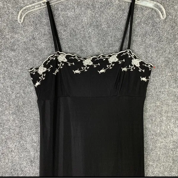 Y2K Vintage City Triangles Black Maxi Dress silver Accents medium Babydoll party - Image 6