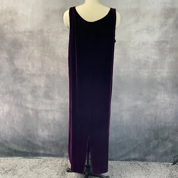 Eileen Fisher Womens Velvet Maxi Dress Size 2 Purple Silk Blend‎ Goth Grunge - Image 3