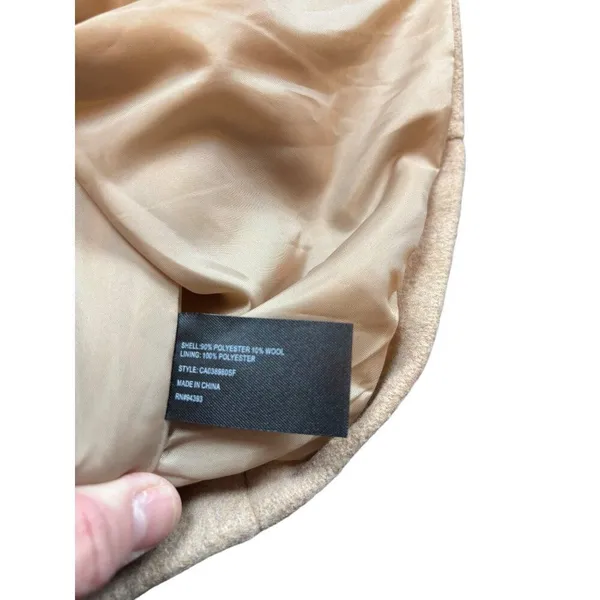 NWT Coffee Shop Apparel Womens Camel Belted Wool Blend Coat Size S - Image 11