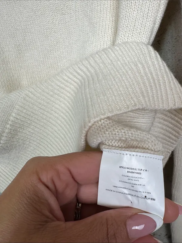 Michael Kors Collection 100% Cashmere Off Shoulder Sweater Cream S - Image 4