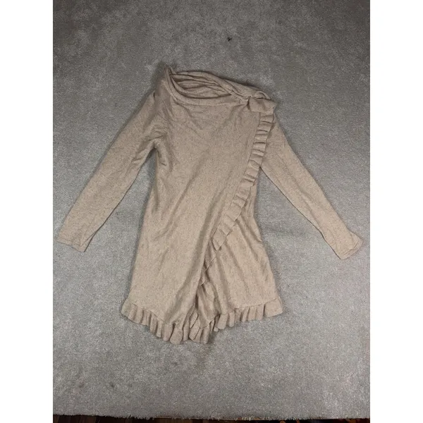Claudia Nichole M Silk Cashmere Ruffle Wrap Cowl Neck Sweater Tunic - Image 8