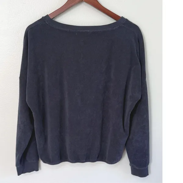 Barefoot‎ Dreams Beach Lightweight Terry Dolman Pullover Lounge Top Navy Sz Med - Image 3