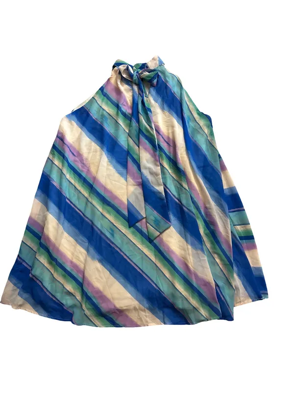Vici Multicolor Striped Halter A-Line Skirt - Blue, Cream, Green, Purple - Image 2