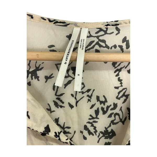 By Anthropologie Talulah Tiered Midi Dress Womens Small Beige Sheer Peasant Boho - Image 3