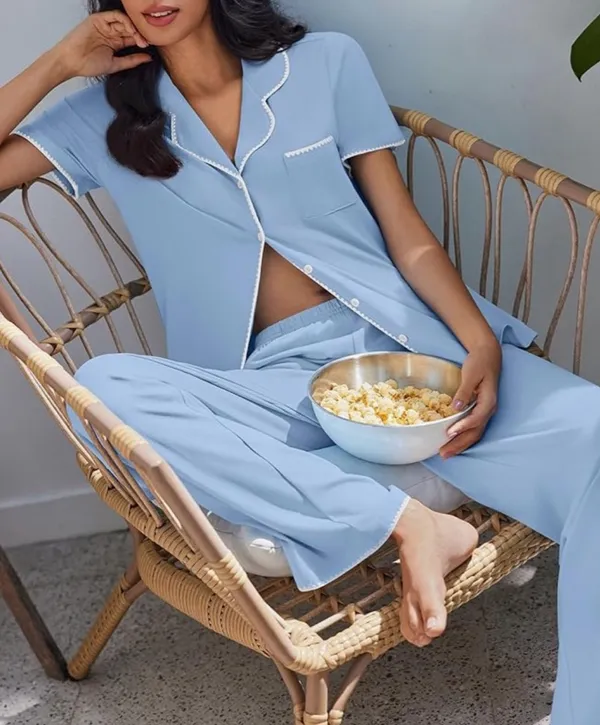 Amazon Pajamas for Women Set Button Up Soft Pjs Short Sleeve 2 Piece Lounge Sets Comfy Sleepwear - Image 4