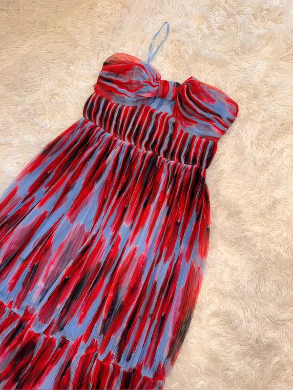 NEW HUTCH Bow Front Strapless Maxi Peri/ Red Dress Sz 10 - Image 6