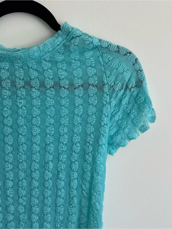Free People Maggie Top in Aqua Blue - Image 5
