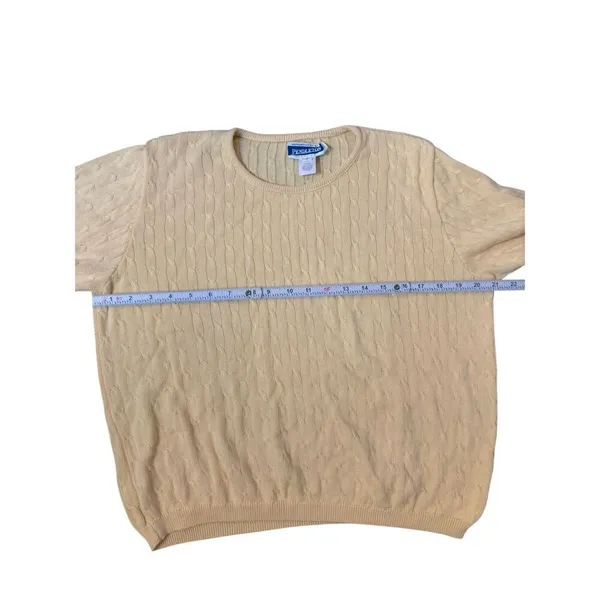 Pendleton Women’s Yellow Cable‎ Knit Short Sleeve Sweater size LP - Image 7