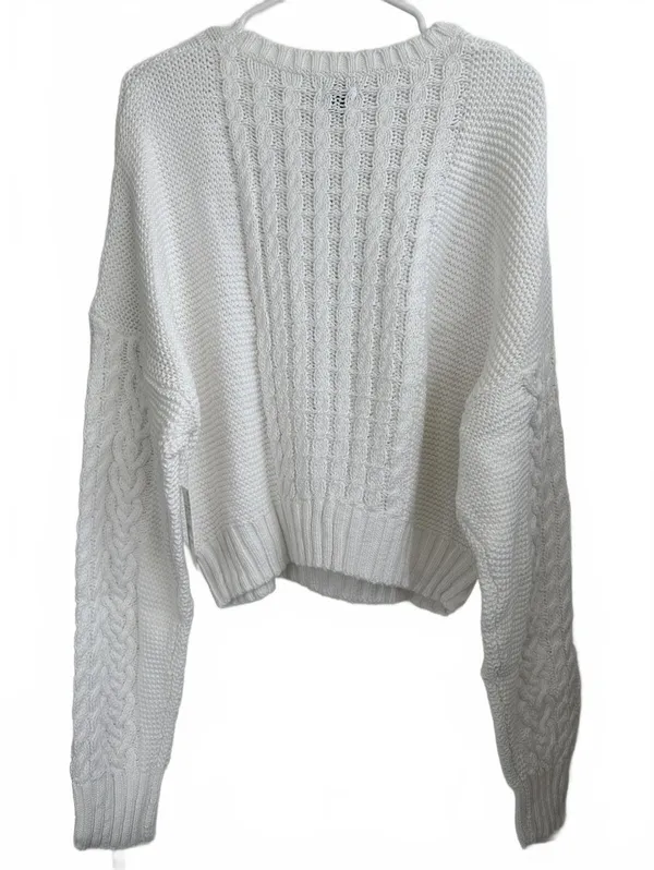 PacSun Cotton Beverly and Beck Heart Cable Knit Crew Neck Sweater White NWT XXL - Image 7