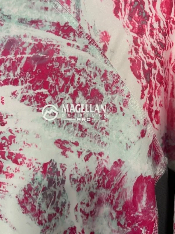 Magellan Outdoors Realtree Aspect Boyfriend Fit Top L Pink Blue Camo Long Sleeve - Image 7