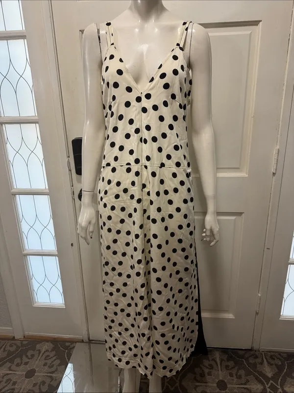 zara cotton polka dot dress limited edition side pocket size medium - Image 5