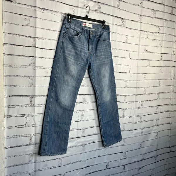 Levi's 514 Blue Straight Leg Jeans Classic SZ 29/29 Bootcut Distressed High Rise - Image 2