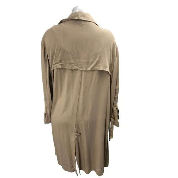 Urban Outfitters Brown Tan Open Front Long Sleeve Trench Overcoat Jacket Size M - Image 2