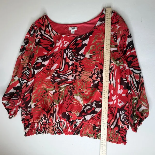 Cato Butterfly‎ Floral Print Blouse Size 22/24W Multicolor Smocked Hem Resort - Image 8