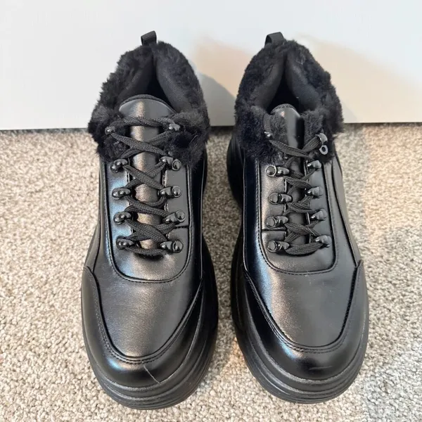 Koi Fur Trim Sneakers Size 8 Black Faux Leather New Whimsigoth Fairy Grunge Punk - Image 10