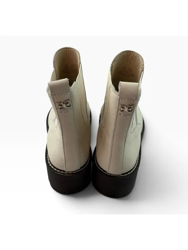 -Sam Edelman Justina Lug Sole Chelsea Boots Womens Size 6.5 Ivory Leather Ankle - Image 6