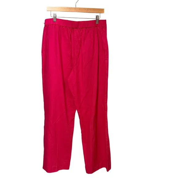 Ann Taylor Pink Linen Blend Wide Leg Cropped Pants Side Zip Size 8 High Rise - Image 4