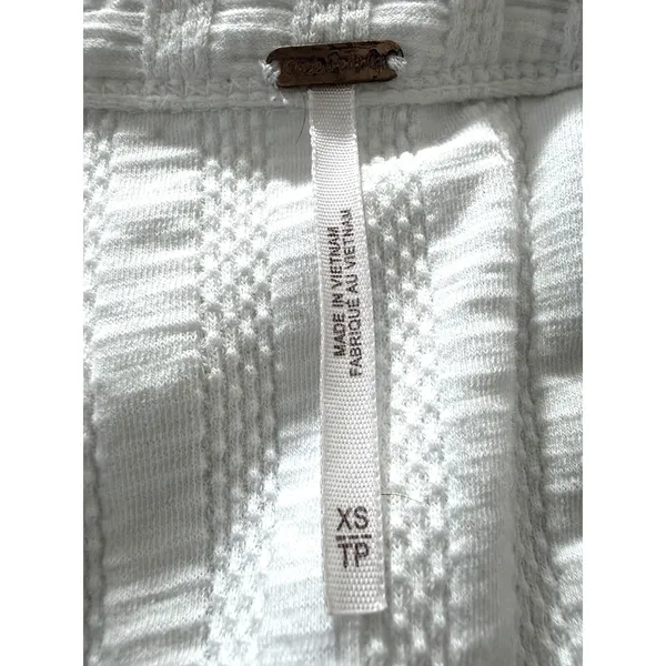 FREE PEOPLE Ivory Ribbed Lace Up Grommet V-Neck 3/4‎ Sleeve Top Size XS - Image 7