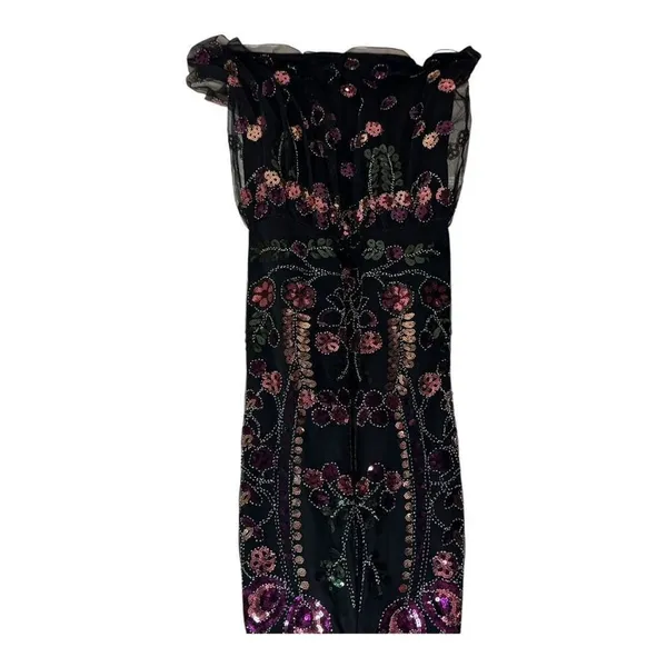 Lulus Era of Opulence Burgundy Sequin Cap Sleeve‎ Maxi Dress large - Image 8