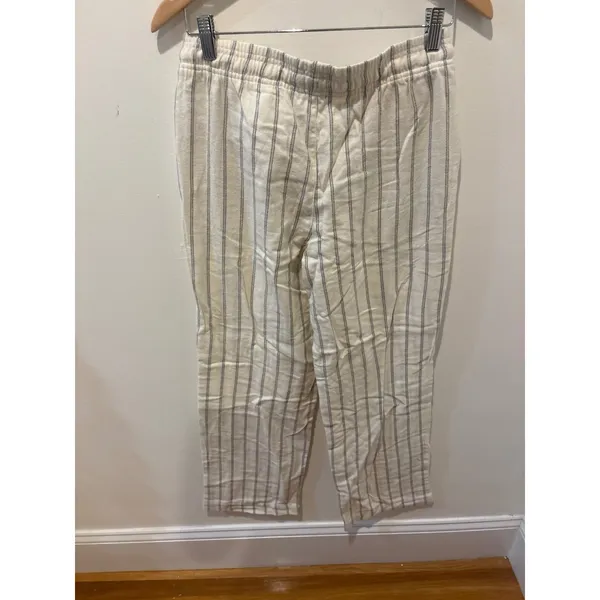 Gap Womens Small Cream Grey Striped Cotton Flannel Pajama Pants - Image 3