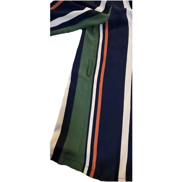 Nana Macs Women's Blue green Striped Boho Retro 90s‎ Y2K Long Sleeve Blouse Top Sz Medium - Image 4