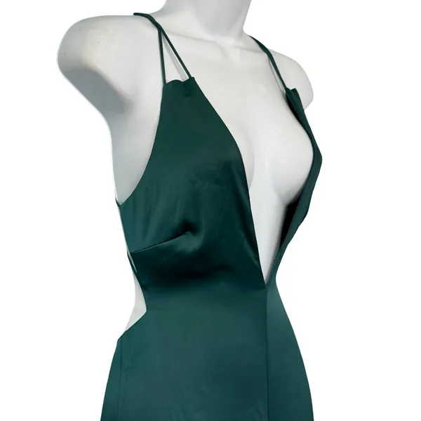 Lulus Hold That Pose Emerald Green Strappy Glam Satin Jumpsuit size XS NEW Tags - Image 14