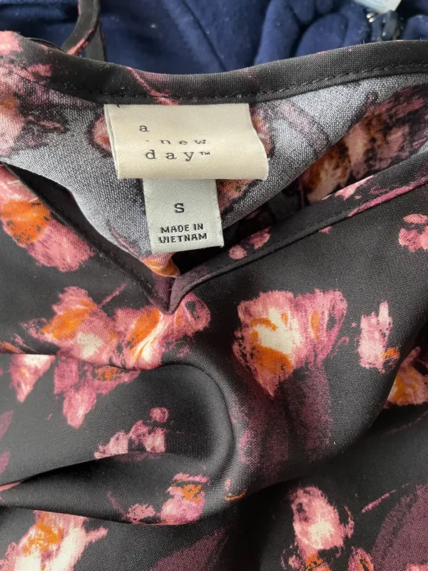 a new day Black Maxi Slip Dress with Pink Floral Print - Image 3